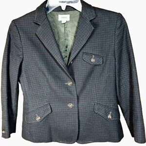Fossil "50% Vintage 50% Modern" Womens Blazer/Jacket Fully Lined Dark Plaid Sz 0